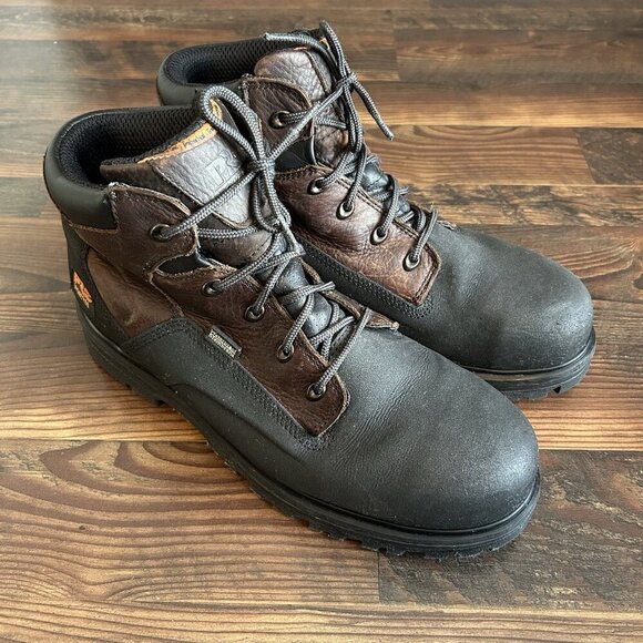 Timberland PRO Men's Steel Toe Work Boots Size 13 W Black Brown Waterproof GUC - Picture 2 of 16